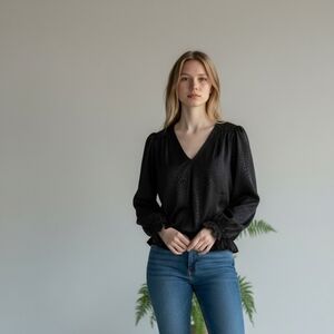 Chenault Black Textured Blouse